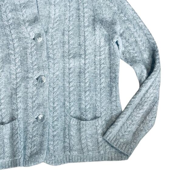 Kenar Women’s Sz XL Gray Angora Cardigan Sweater Cable Knit Button Front - Picture 6 of 12